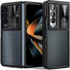 Samsung Galaxy Z Fold 4 Case Sliding Lens Shockproof Cover Black Matte